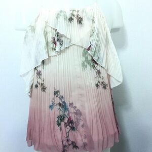 LC Lauren Conrad Pink and Cream Floral Blouse